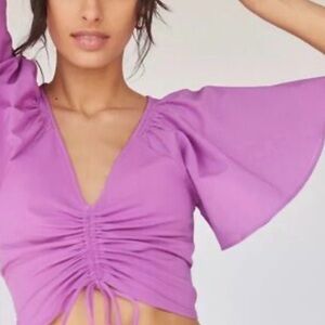 Maeve byAnthropologie Hot Pink Cropped top Sleeves size XL